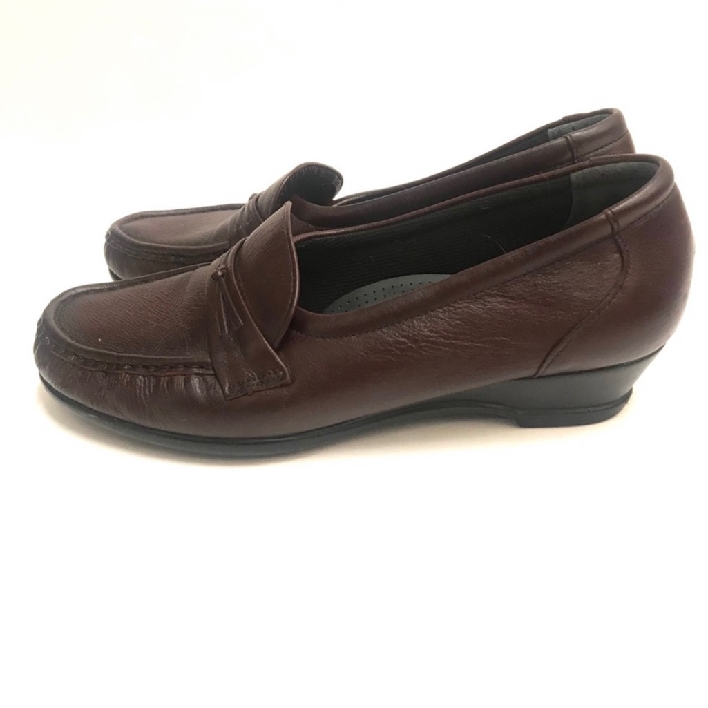 Sas Easier Narrow Burgundy Red Wine Leather Slide Comfort Loafers